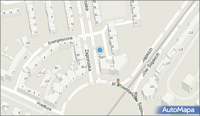 Wrocław, Zaporoska, 72A, mapa Wrocławia