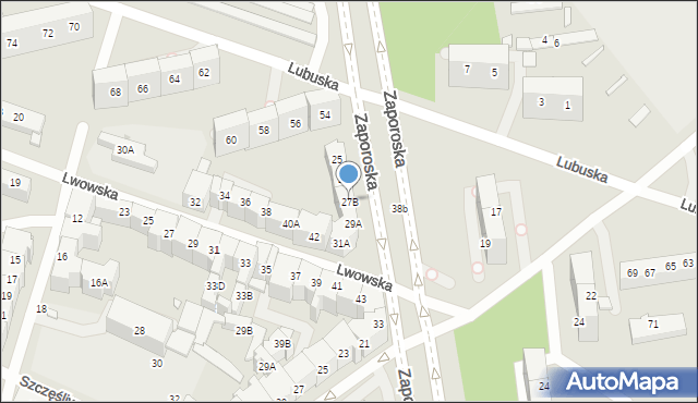 Wrocław, Zaporoska, 27B, mapa Wrocławia