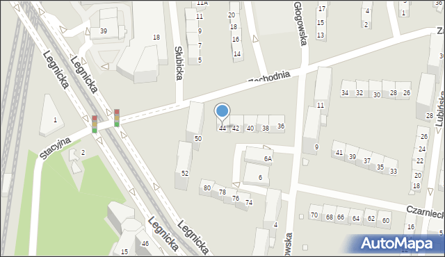 Wrocław, Zachodnia, 44, mapa Wrocławia