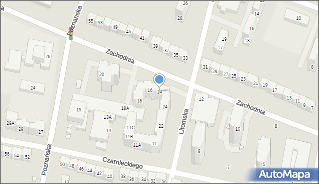 Wrocław, Zachodnia, 14, mapa Wrocławia