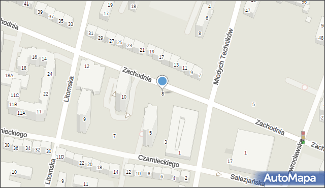 Wrocław, Zachodnia, 8, mapa Wrocławia