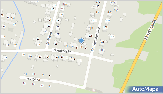 Wrocław, Zakopiańska, 3, mapa Wrocławia