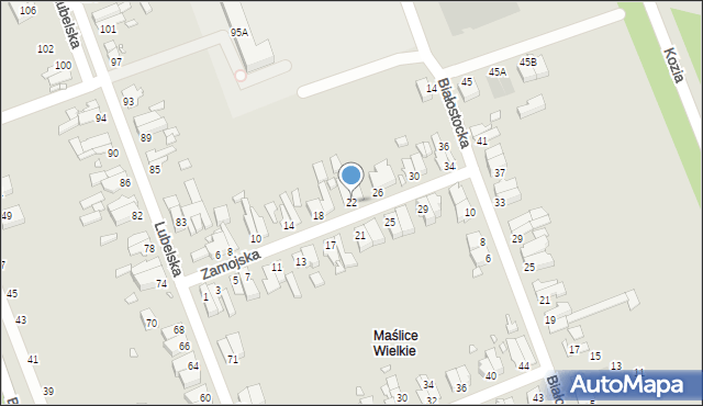 Wrocław, Zamojska, 22, mapa Wrocławia