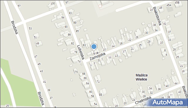 Wrocław, Zamojska, 6, mapa Wrocławia