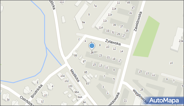 Wrocław, Zawidowska, 25, mapa Wrocławia