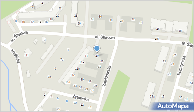 Wrocław, Zawidowska, 49, mapa Wrocławia