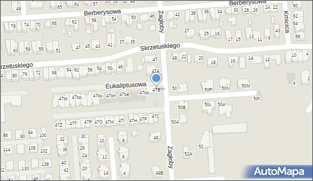 Wrocław, Zagłoby Jana Onufrego, 47B, mapa Wrocławia