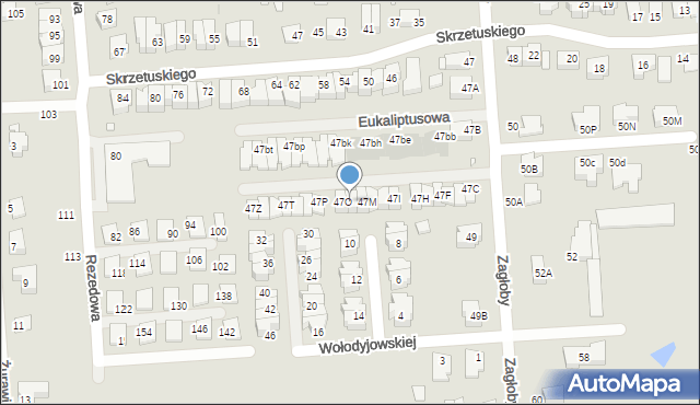 Wrocław, Zagłoby Jana Onufrego, 47N, mapa Wrocławia