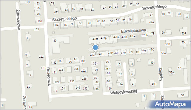 Wrocław, Zagłoby Jana Onufrego, 47W, mapa Wrocławia