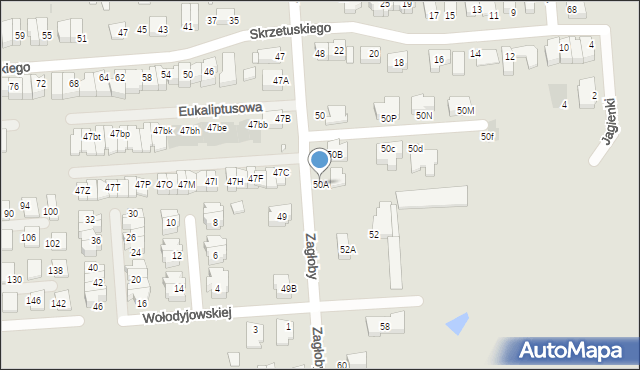 Wrocław, Zagłoby Jana Onufrego, 50A, mapa Wrocławia