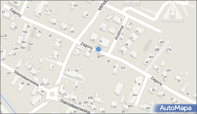 Wrocław, Zagony, 40, mapa Wrocławia