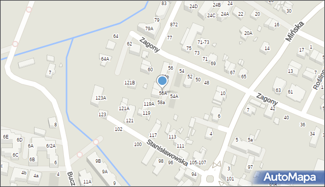 Wrocław, Zagony, 56A, mapa Wrocławia