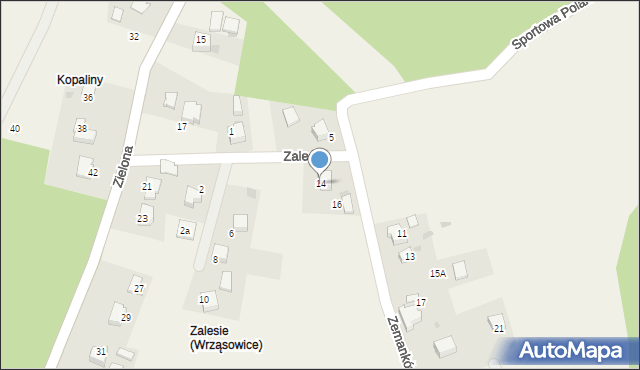 Wrząsowice, Zalesie, 14, mapa Wrząsowice