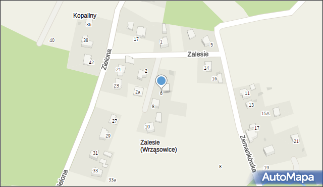 Wrząsowice, Zalesie, 6, mapa Wrząsowice