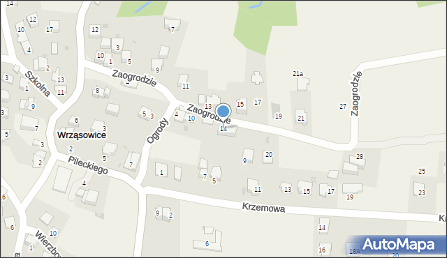 Wrząsowice, Zaogrodzie, 14, mapa Wrząsowice