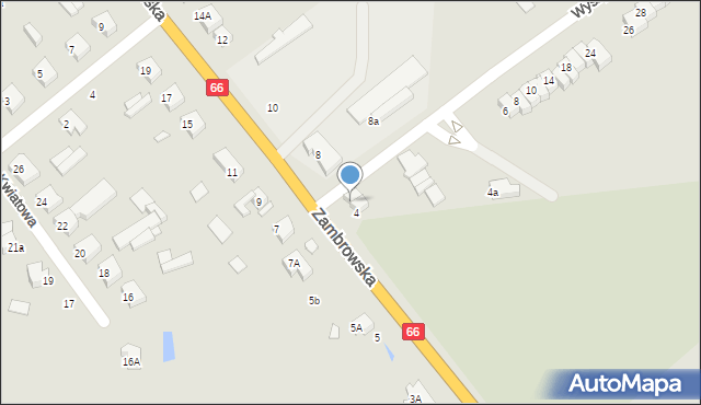 Wysokie Mazowieckie, Zambrowska, 6A, mapa Wysokie Mazowieckie