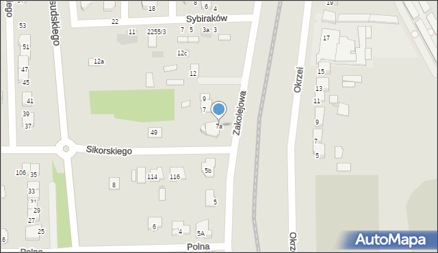 Wyszków, Zakolejowa, 7a, mapa Wyszków