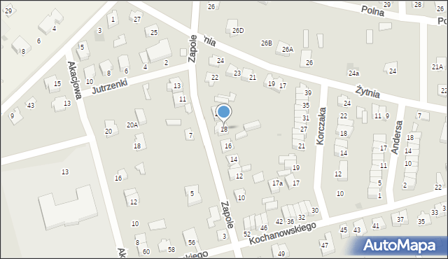 Wyszków, Zapole, 18, mapa Wyszków