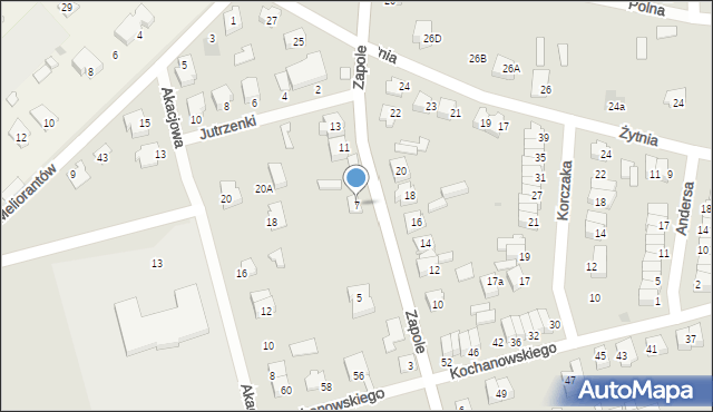 Wyszków, Zapole, 7, mapa Wyszków