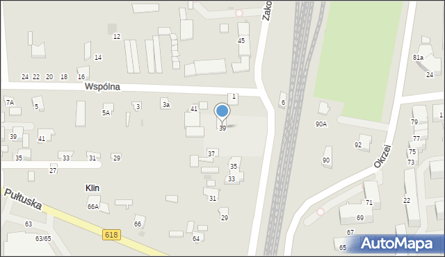 Wyszków, Zakolejowa, 39, mapa Wyszków