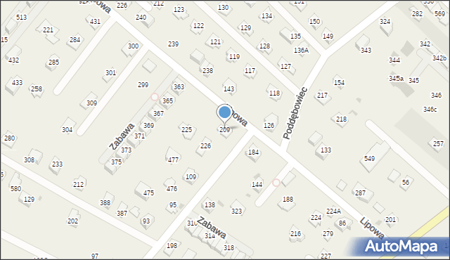 Zabawa, Zabawa, 209, mapa Zabawa