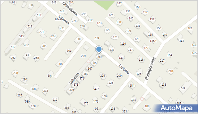 Zabawa, Zabawa, 363, mapa Zabawa