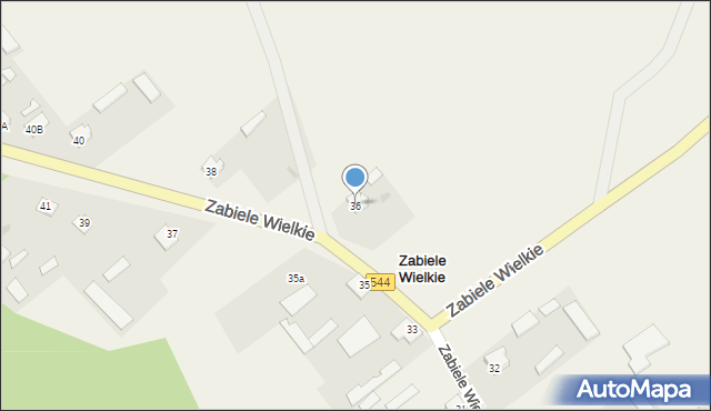 Zabiele Wielkie, Zabiele Wielkie, 36, mapa Zabiele Wielkie