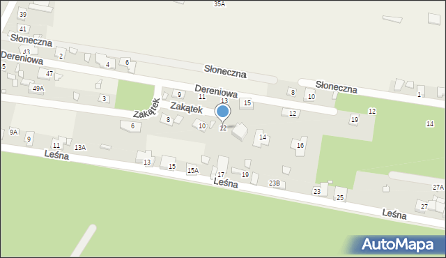 Żabieniec, Zakątek, 12, mapa Żabieniec