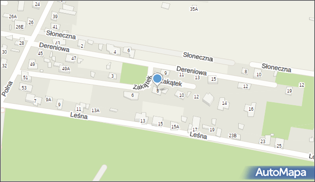 Żabieniec, Zakątek, 8, mapa Żabieniec