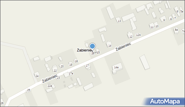 Żabieniec, Żabieniec, 16, mapa Żabieniec