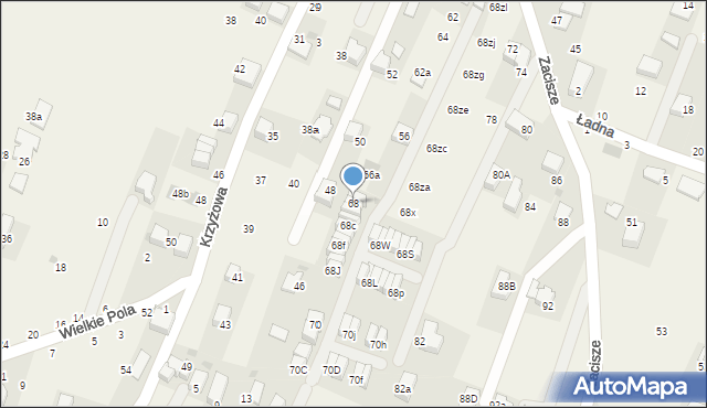 Zabierzów, Zacisze, 68, mapa Zabierzów