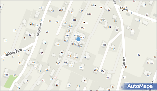 Zabierzów, Zacisze, 68o, mapa Zabierzów