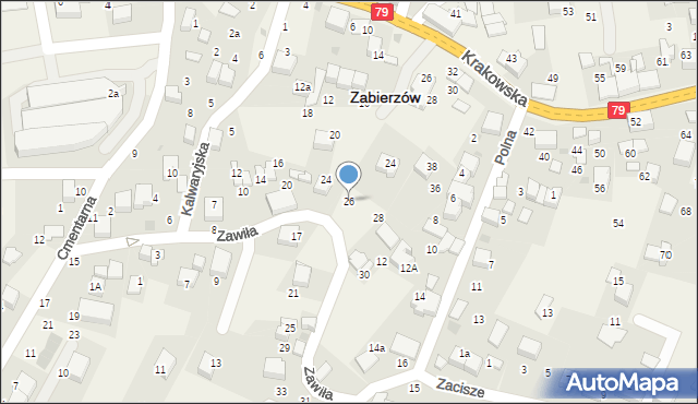 Zabierzów, Zawiła, 26, mapa Zabierzów