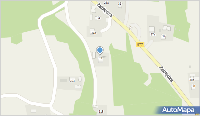 Zabłędza, Zabłędza, 33, mapa Zabłędza