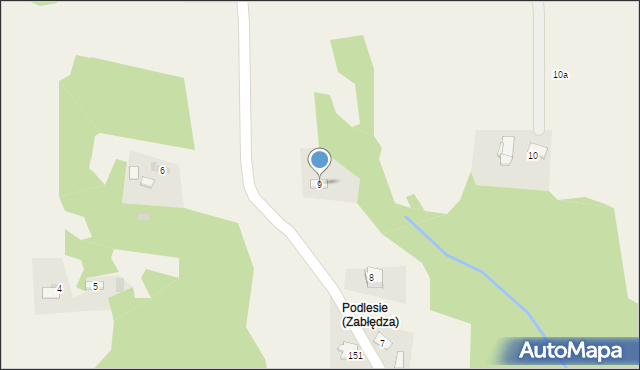 Zabłędza, Zabłędza, 9, mapa Zabłędza