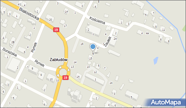 Zabłudów, Zaułek, 6, mapa Zabłudów