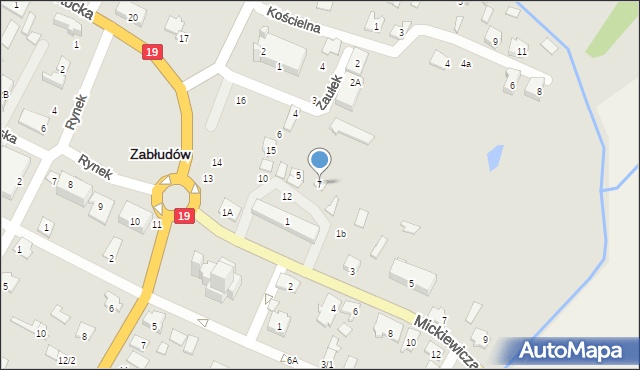 Zabłudów, Zaułek, 7, mapa Zabłudów