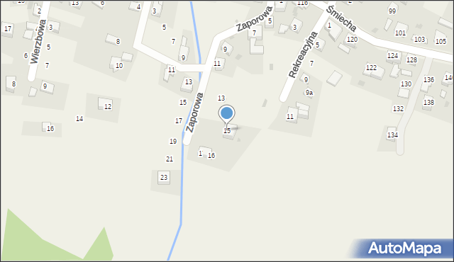 Żabnica, Zaporowa, 15, mapa Żabnica