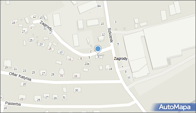 Żabno, Zagrody, 8, mapa Żabno
