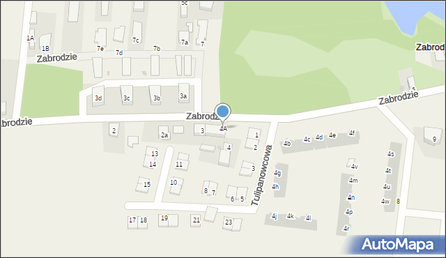 Zabrodzie, Zabrodzie, 4A, mapa Zabrodzie