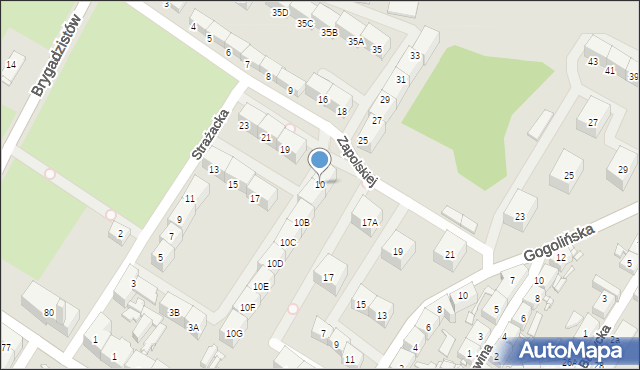 Zabrze, Zapolskiej Gabrieli, 10, mapa Zabrza