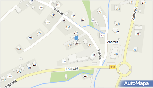 Zabrzeż, Zabrzeż, 265, mapa Zabrzeż