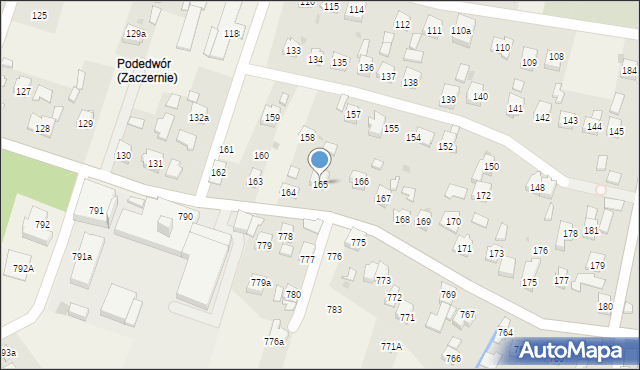 Zaczernie, Zaczernie, 165, mapa Zaczernie