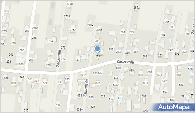 Zaczernie, Zaczernie, 279, mapa Zaczernie