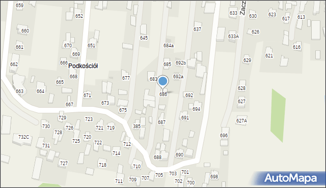 Zaczernie, Zaczernie, 686, mapa Zaczernie