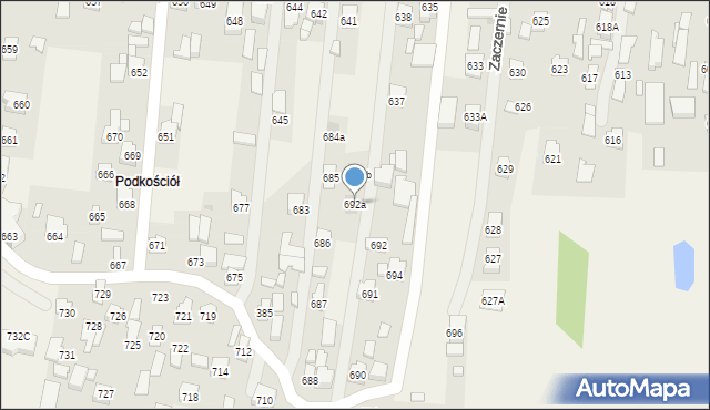 Zaczernie, Zaczernie, 692a, mapa Zaczernie