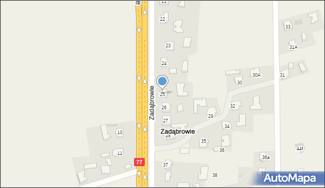 Zadąbrowie, Zadąbrowie, 25, mapa Zadąbrowie