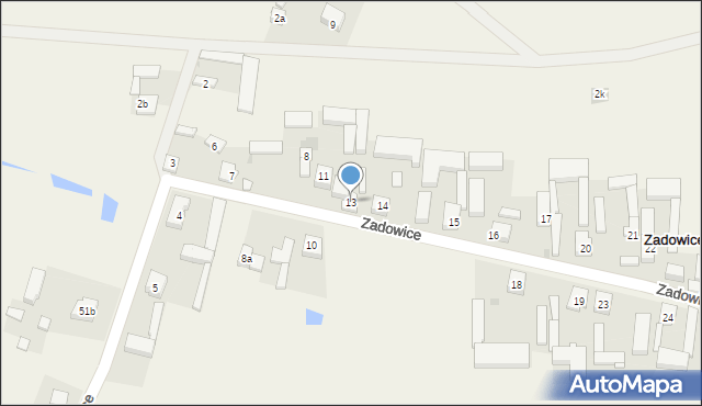 Zadowice, Zadowice, 13, mapa Zadowice