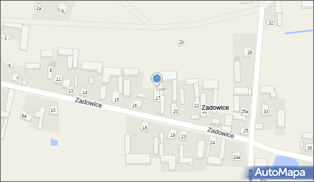 Zadowice, Zadowice, 17a, mapa Zadowice