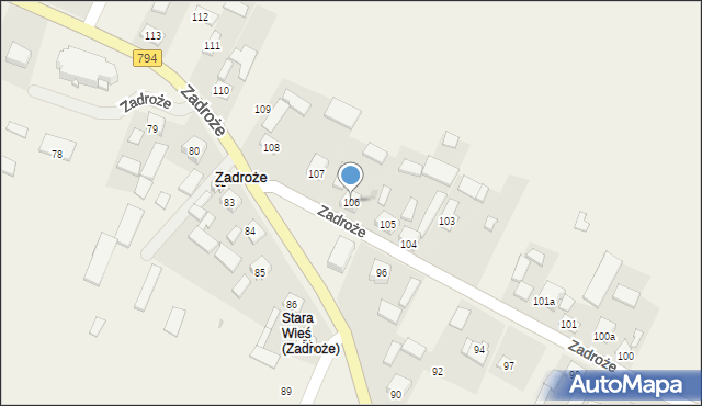 Zadroże, Zadroże, 106, mapa Zadroże
